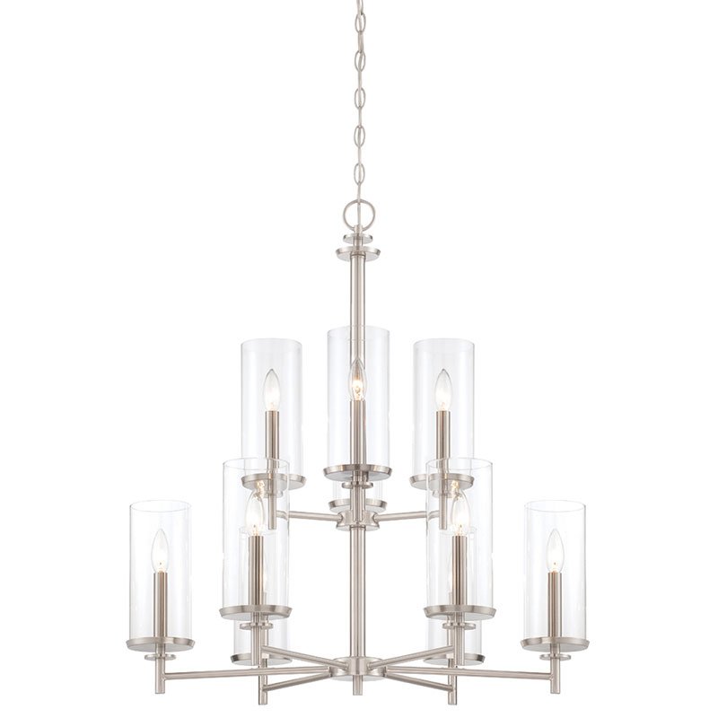 Designers Fountain 9 Light Chandelier in Satin Platinum with Clear
