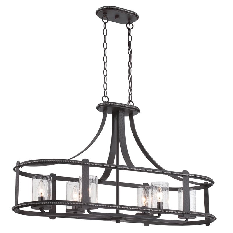 Designers Fountain 6 Light Linear Chandelier in Artisan Pardo Wash with Clear Seedy
