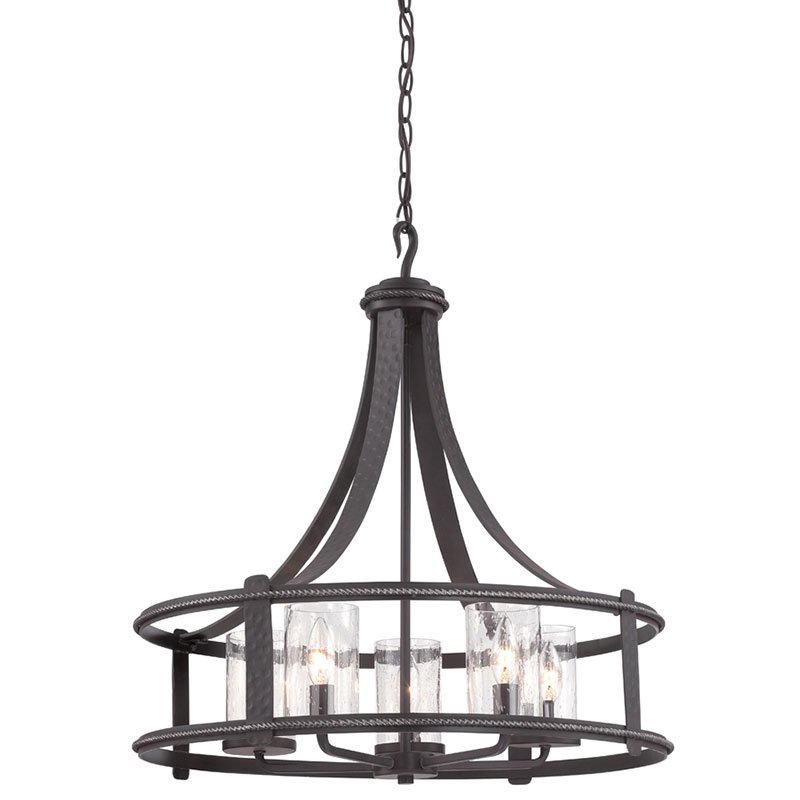 Designers Fountain 5 Light Chandelier in Artisan Pardo Wash with Clear Seedy