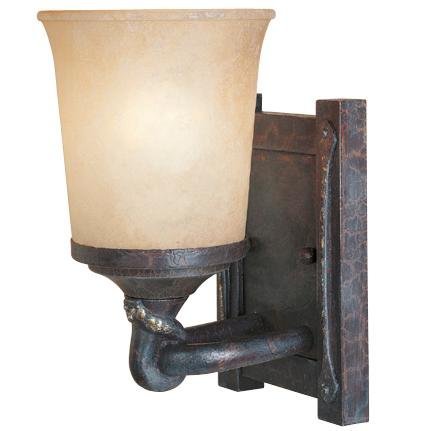 Designers Fountain Interior Bath / Vanity / Wall Sconce in Weathered Saddle with Satin Crepe