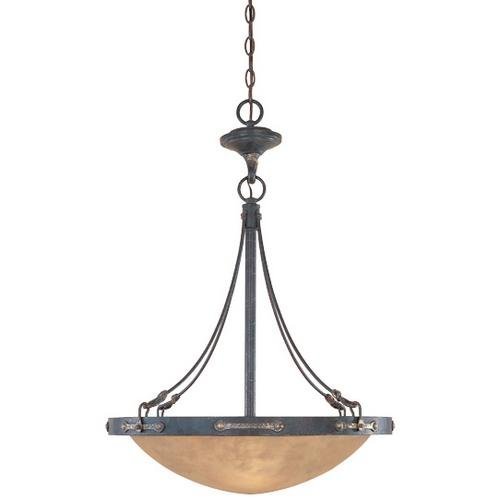 Designers Fountain Interior Pendant in Weathered Saddle with Satin Crepe