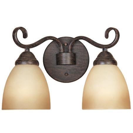 Designers Fountain Interior Bath / Vanity / Wall Sconce in Warm Mahogany with Amber Sandstone