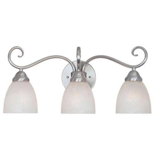Designers Fountain Interior Bath / Vanity / Wall Sconce in Satin Platinum with Faux Alabaster