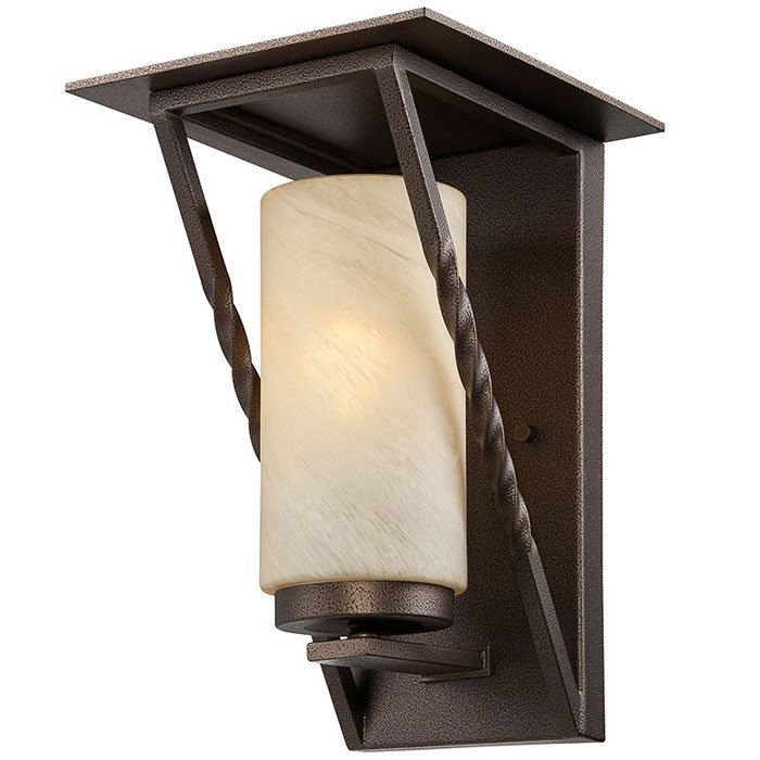 Designers Fountain 9" Wall Lantern - Energy Star in Flemish Bronze with Tea Stained French Swirl