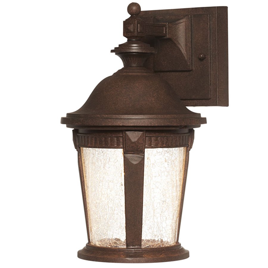 Designers Fountain 7" LED Wall Lantern in Mystic Bronze with Clear Crackle