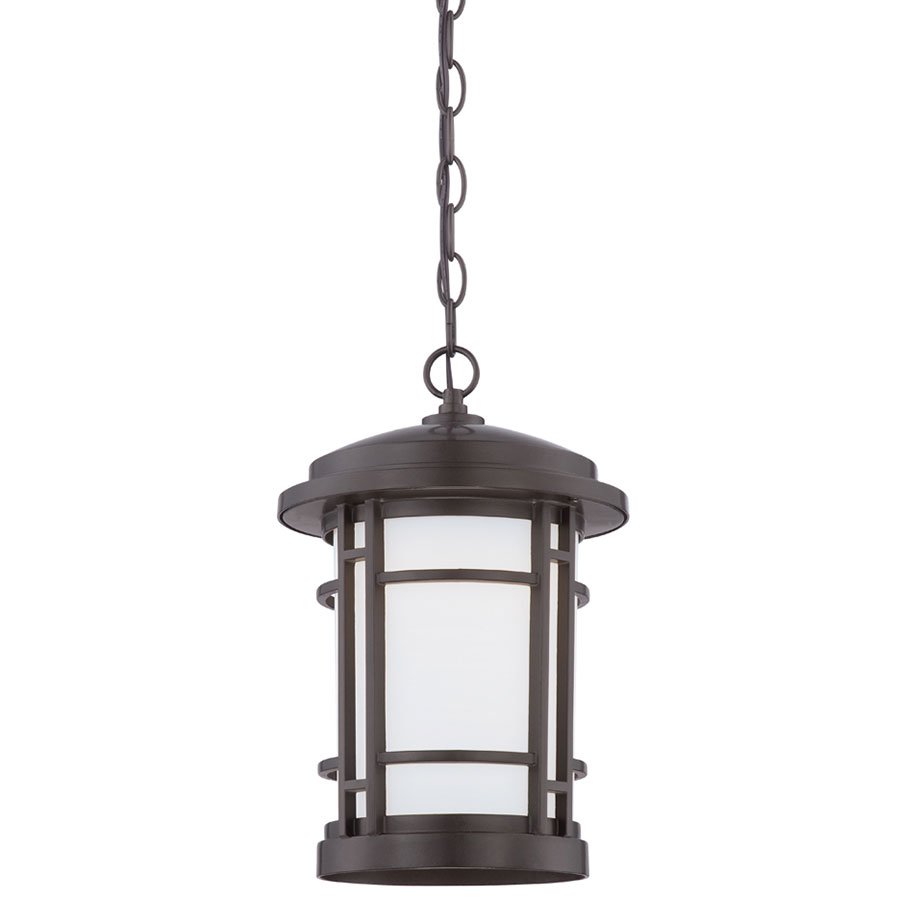 Designers Fountain 9" LED Hanging Lantern in Burnished Bronze with White Opal
