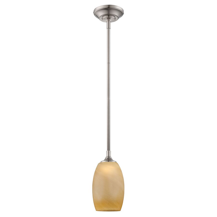 Designers Fountain LED Mini Pendant in Satin Platinum with Tea Stained French Swirl