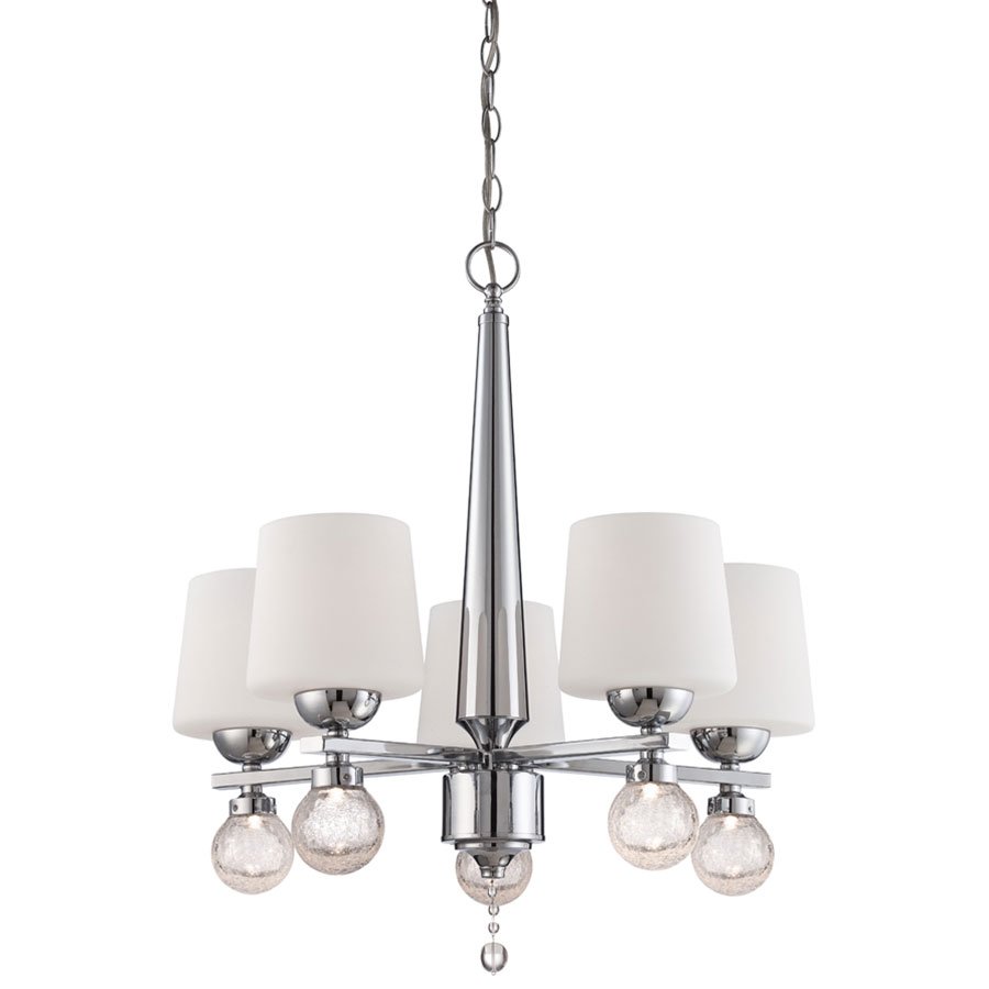 Designers Fountain 5 Light Chandelier in Chrome with White Opal
