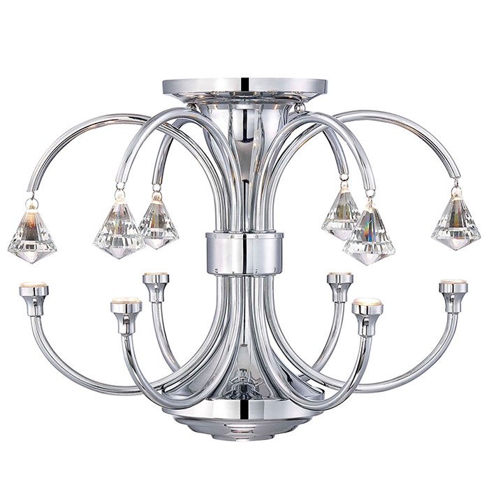 Designers Fountain LED Semi-Flush/Pendant in Chrome with Crystal Accents
