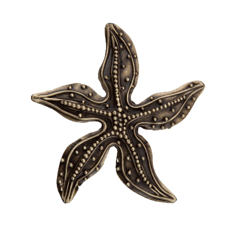Acorn MFG 1 7/8" Beaded Starfish Knob in Antique Brass