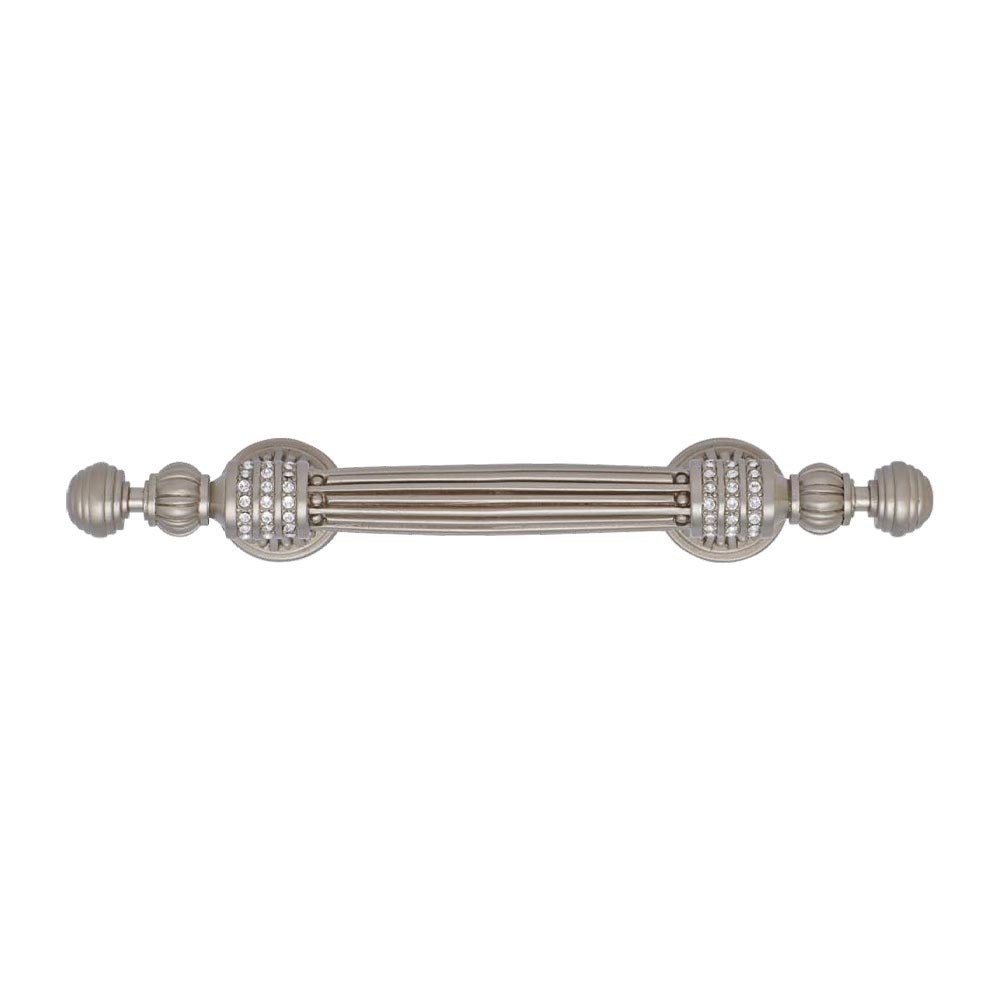 Edgar Berebi 3 1/2" Centers Pull With Clear Crystal in Matte Silver