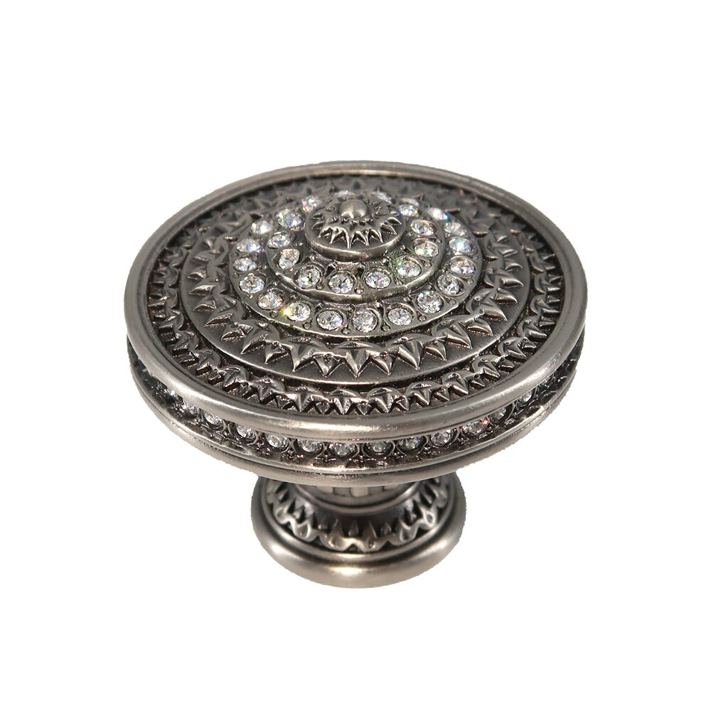 Edgar Berebi 1 9/16" Diameter Knob With Clear Crystal in Matte Silver