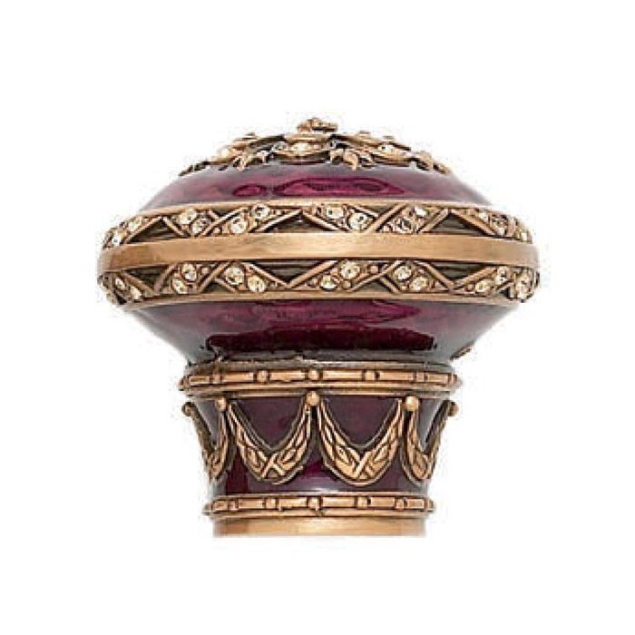Edgar Berebi 1 5/8" Diameter Knob B. Burg & Tea Red With Light Colorado Crystal in Florentine Gold