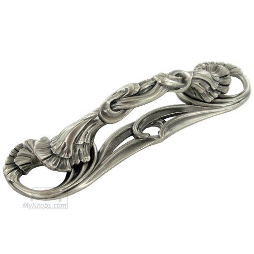 Edgar Berebi 3 1/2" Centers Arts & Crafts Ginkgo Handle with Matching Backplate in Antique Nickel