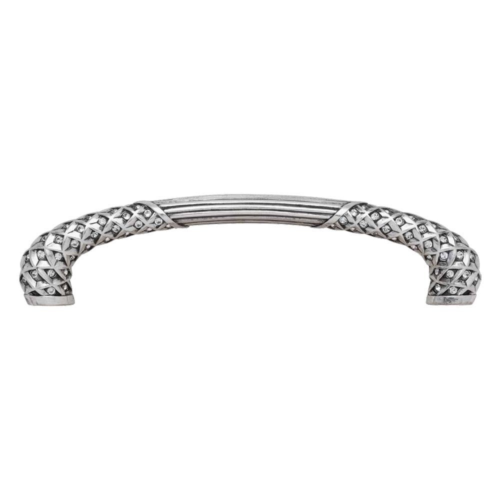 Edgar Berebi 5" Centers Pull With Clear Crystal in Burnish Silver