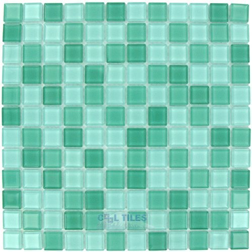 Elida Ceramica 12"x12" Glass Mosaic in Jade Multi