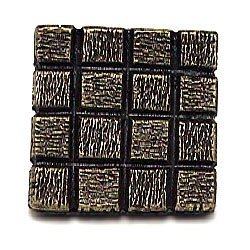 Emenee Textured Checkerboard Square Knob in Antique Matte Brass