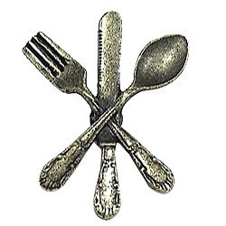 Emenee Knife, Fork and Spoon Knob in Antique Matte Silver