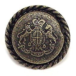 Emenee Crest with Rope Edge Knob in Antique Matte Silver