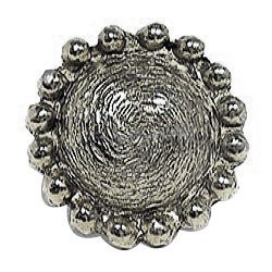 Emenee Bead Edge Texture Small Round Knob in Antique Bright Silver