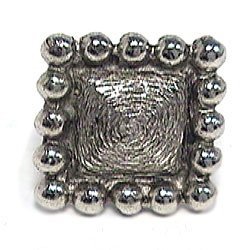 Emenee Bead Edge Texture Small Square Knob in Antique Bright Silver