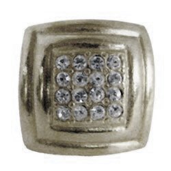 Emenee 7/8" Small Rhinestone Square Rim Knob in Antique Bright Silver