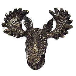 Emenee Moose Head Knob in Antique Matte Brass