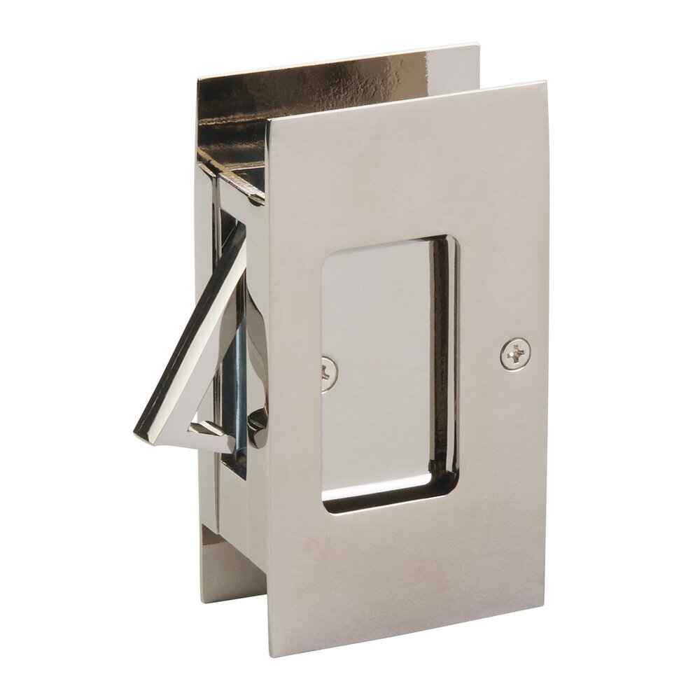 Emtek Passage Modern Rectangular Pocket Door Lock in Polished Nickel