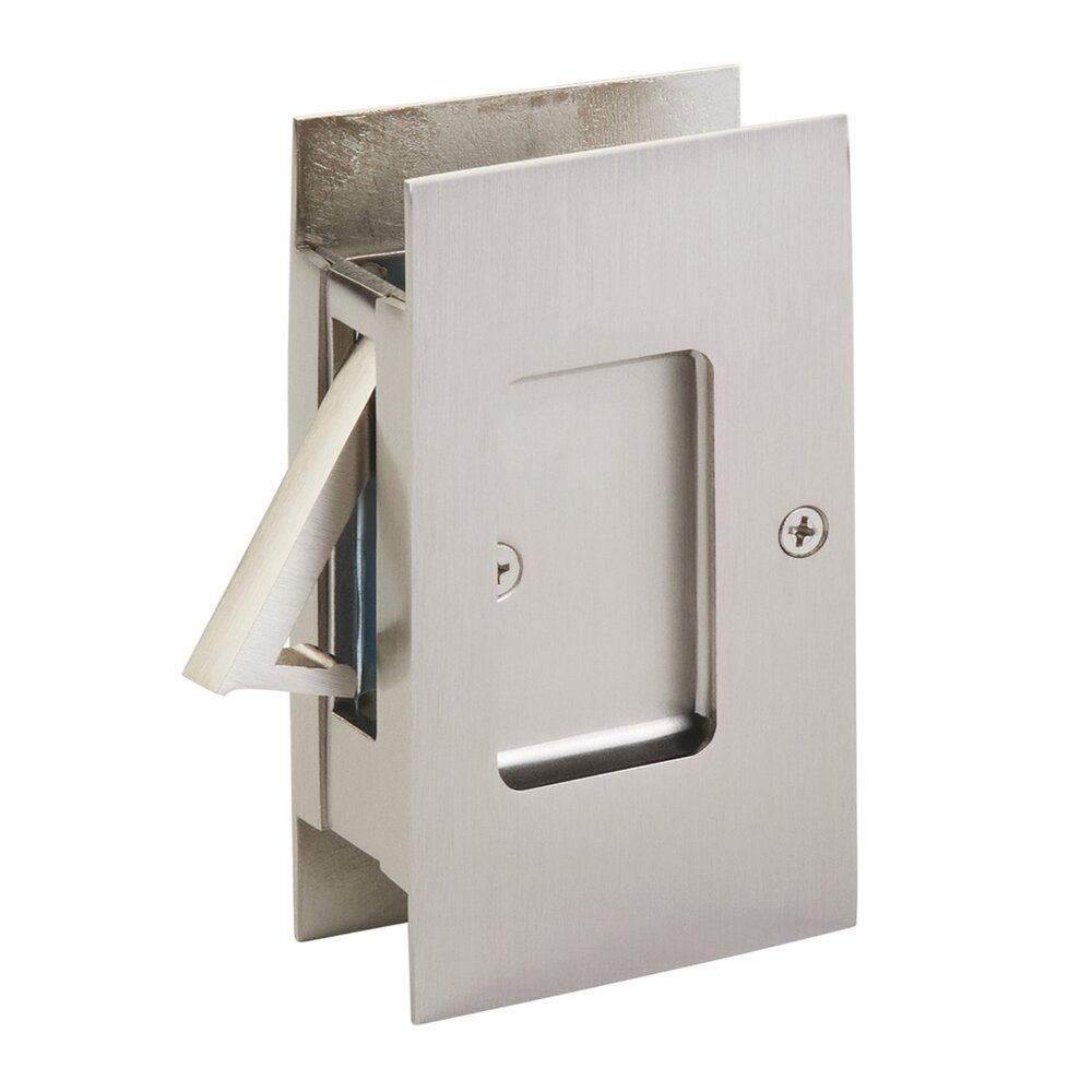 Emtek Passage Modern Rectangular Pocket Door Lock in Satin Nickel