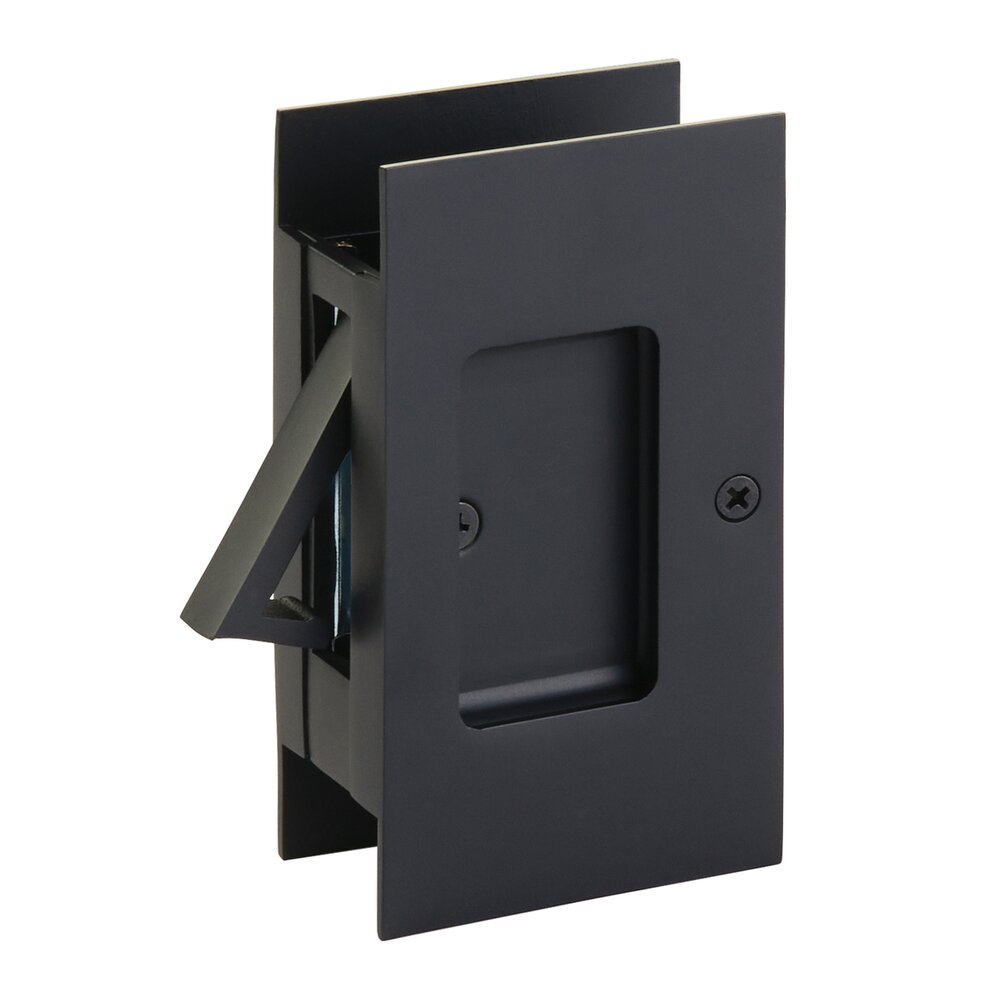 Emtek Passage Modern Rectangular Pocket Door Lock in Flat Black