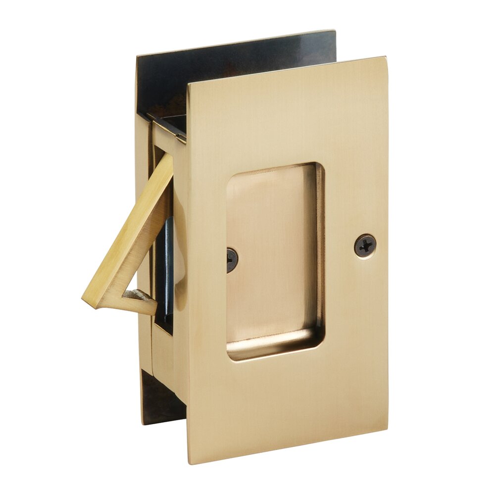 Emtek Passage Modern Rectangular Pocket Door Lock in French Antique Brass