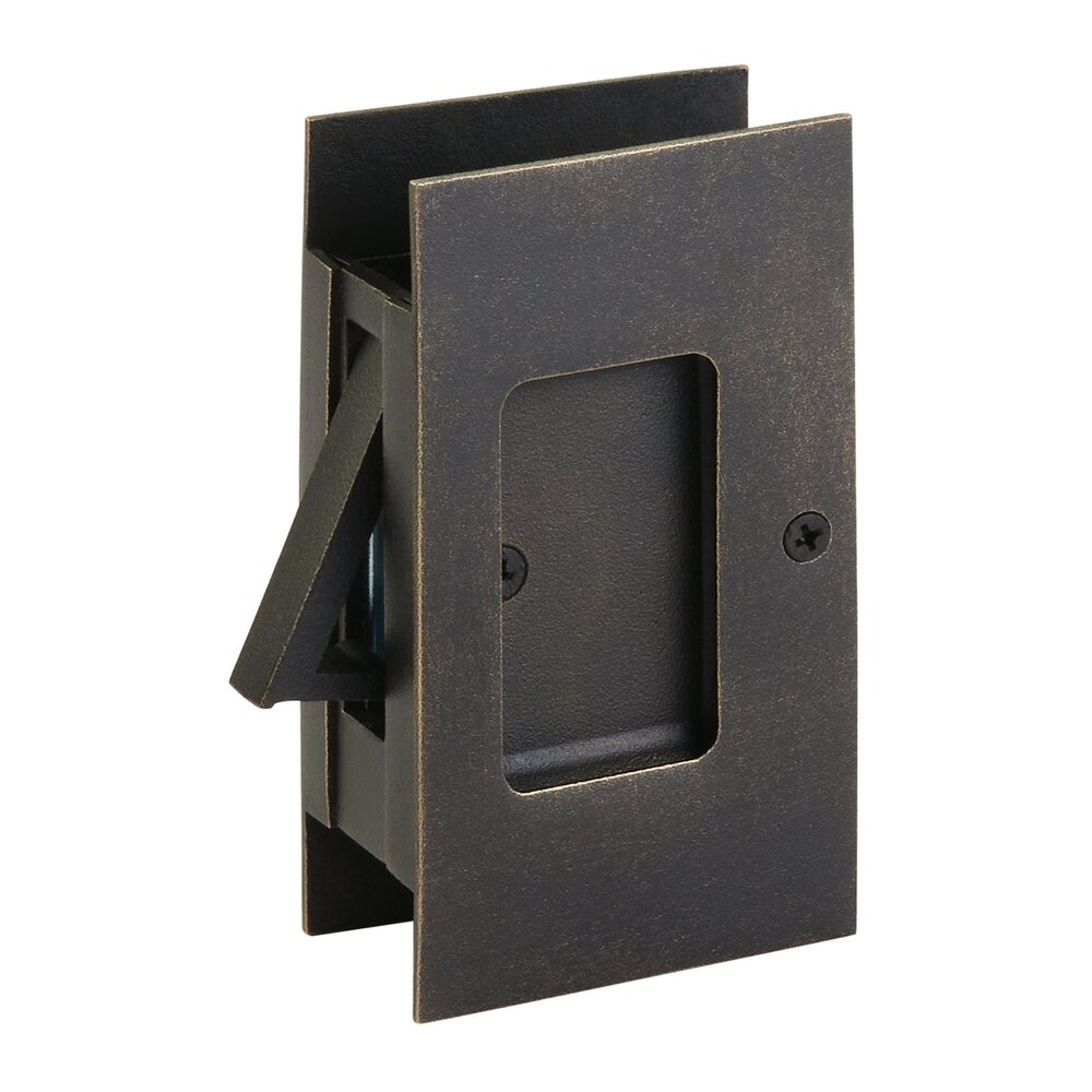 Emtek Passage Modern Rectangular Pocket Door Lock in Medium Bronze