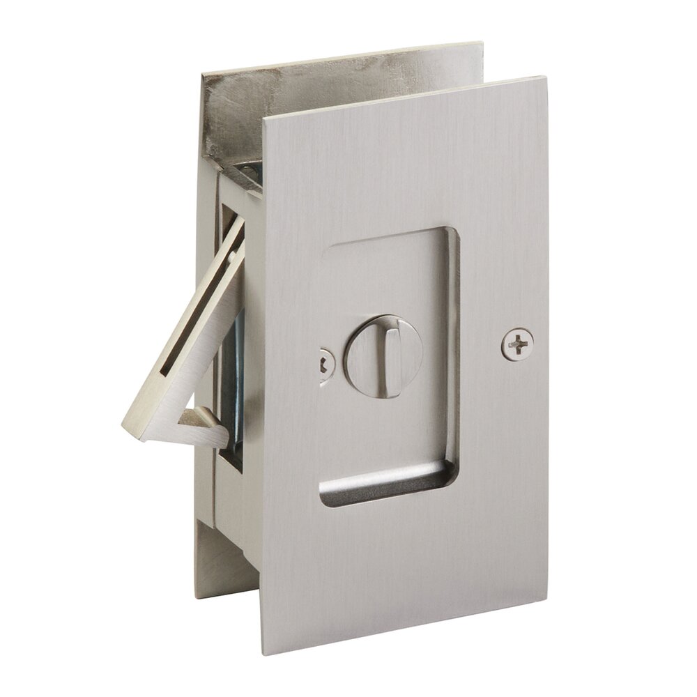 Emtek Privacy Modern Rectangular Pocket Door Lock in Satin Nickel