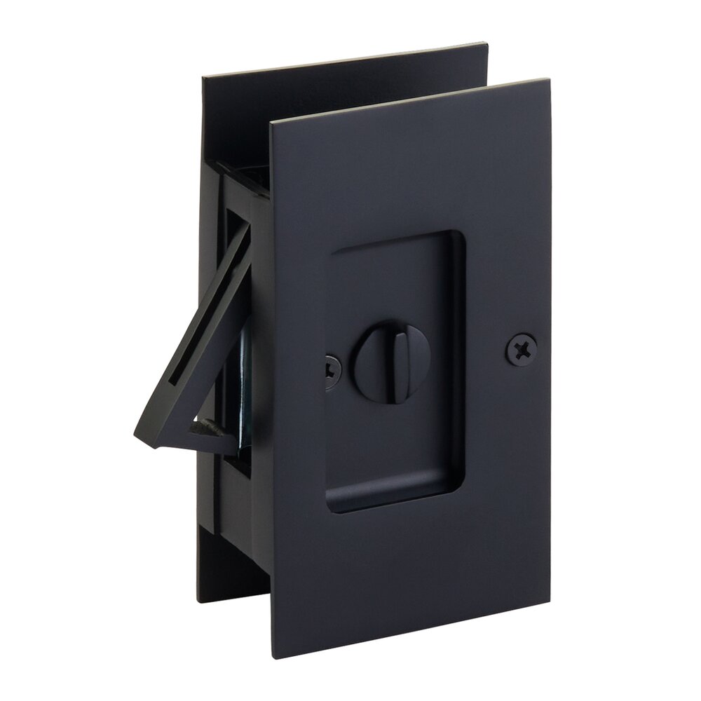 Emtek Privacy Modern Rectangular Pocket Door Lock in Flat Black