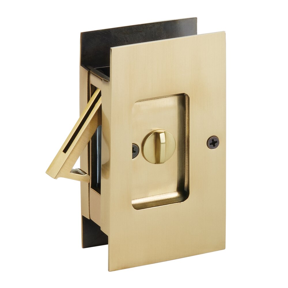 Emtek Privacy Modern Rectangular Pocket Door Lock in French Antique Brass