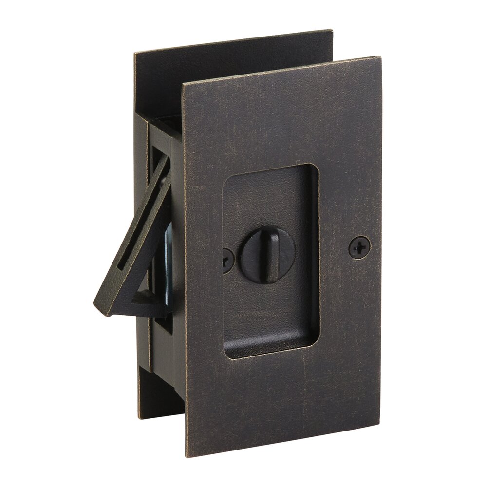 Emtek Privacy Modern Rectangular Pocket Door Lock in Medium Bronze