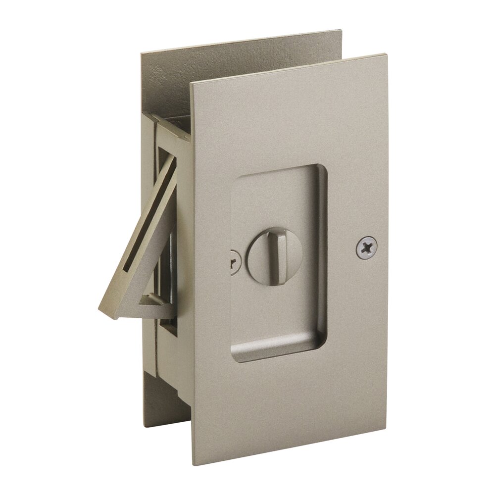 Emtek Privacy Modern Rectangular Pocket Door Lock in Tumbled White Bronze