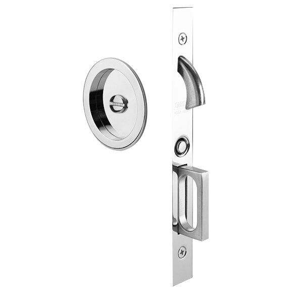 Emtek Privacy Round Pocket Door Mortise Lock In Polished Chrome