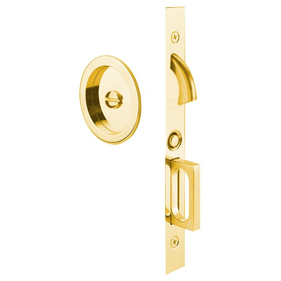 Emtek Privacy Round Pocket Door Mortise Lock In Unlacquered Brass