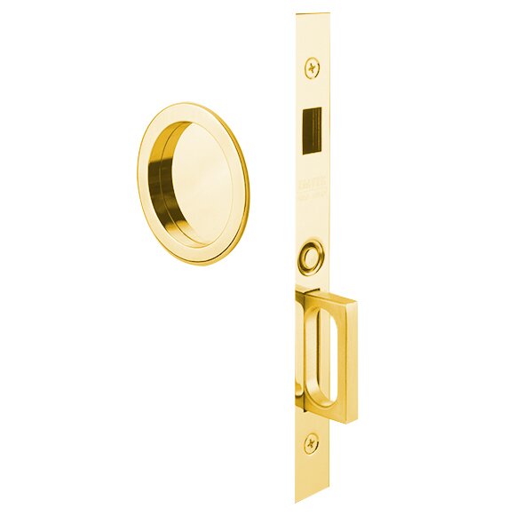 Emtek Dummy Round Pocket Door Mortise Set In Unlacquered Brass