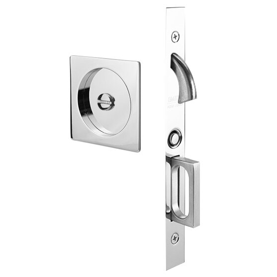 Emtek Privacy Square Pocket Door Mortise Lock In Polished Chrome