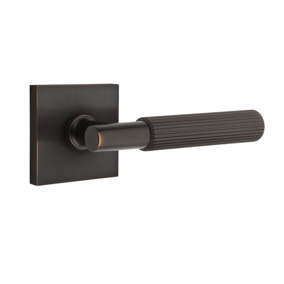 Emtek Single Dummy Straight Knurled Left Handed Lever With T-Bar Stem And Square Rose In Oil Rubbed Bronze