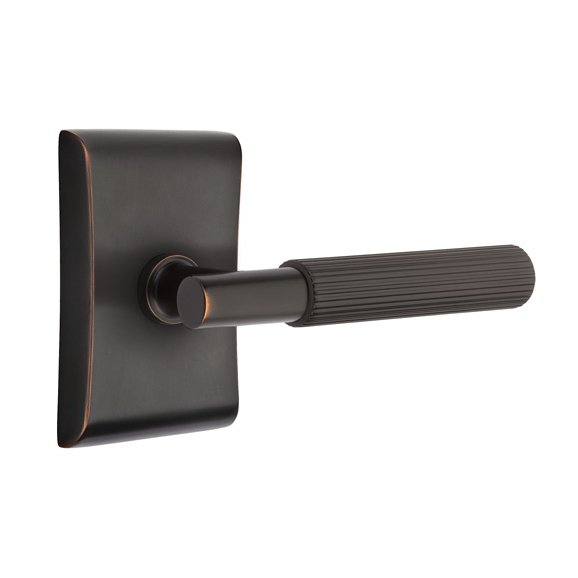 Emtek Double Dummy Straight Knurled Right Handed Lever With T-Bar Stem And Neos Rose In Oil Rubbed Bronze