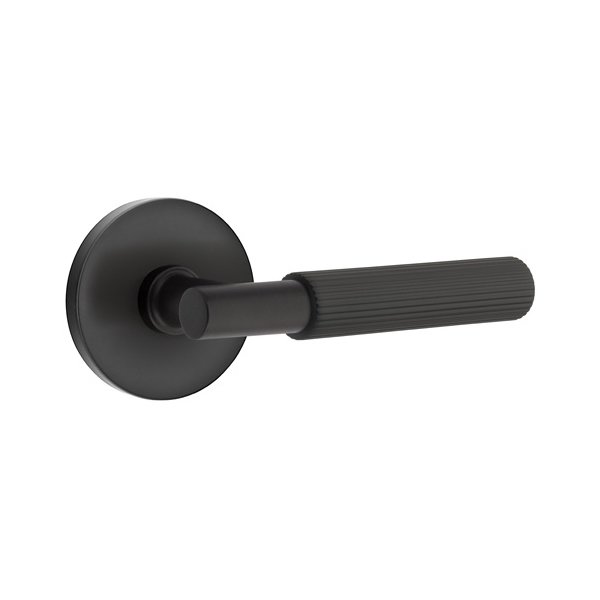 Emtek Single Dummy Straight Knurled Right Handed Lever With T-Bar Stem And Disk Rose In Flat Black