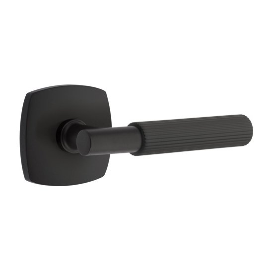 Emtek Single Dummy Straight Knurled Right Handed Lever With T-Bar Stem And Urban Modern Rose In Flat Black