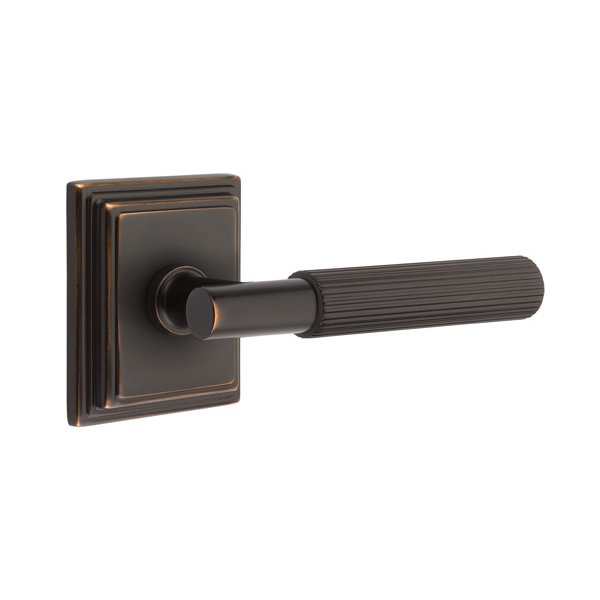 Emtek Passage Straight Knurled Left Handed Lever With T-Bar Stem And Wilshire Rose In Oil Rubbed Bronze