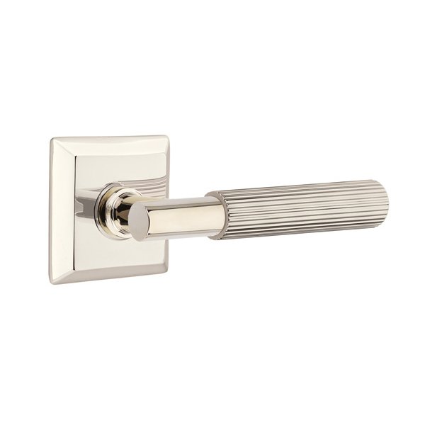 Emtek Single Dummy Straight Knurled Right Handed Lever With T-Bar Stem And Quincy Rose In Polished Nickel