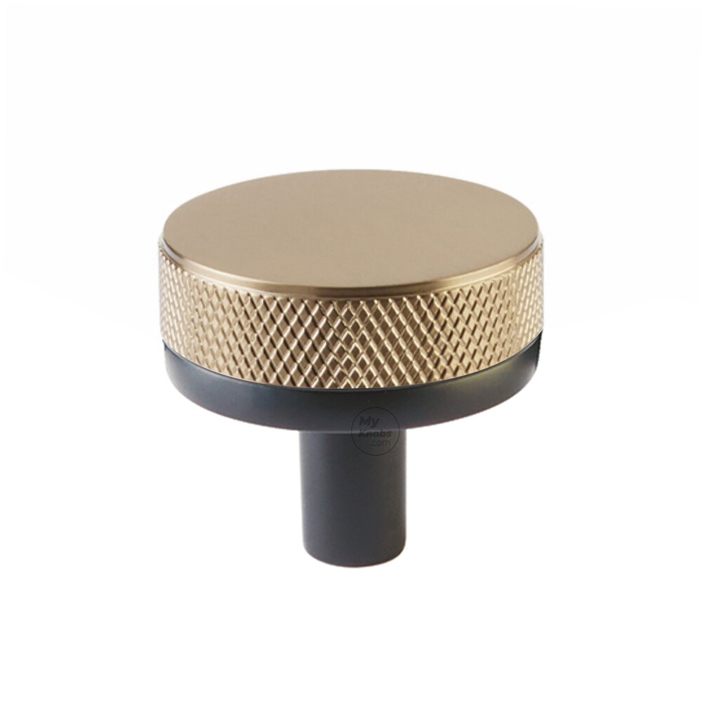 Emtek 1 1/4" Conical Stem in Oil Rubbed Bronze And Knurled Knob in Satin Brass