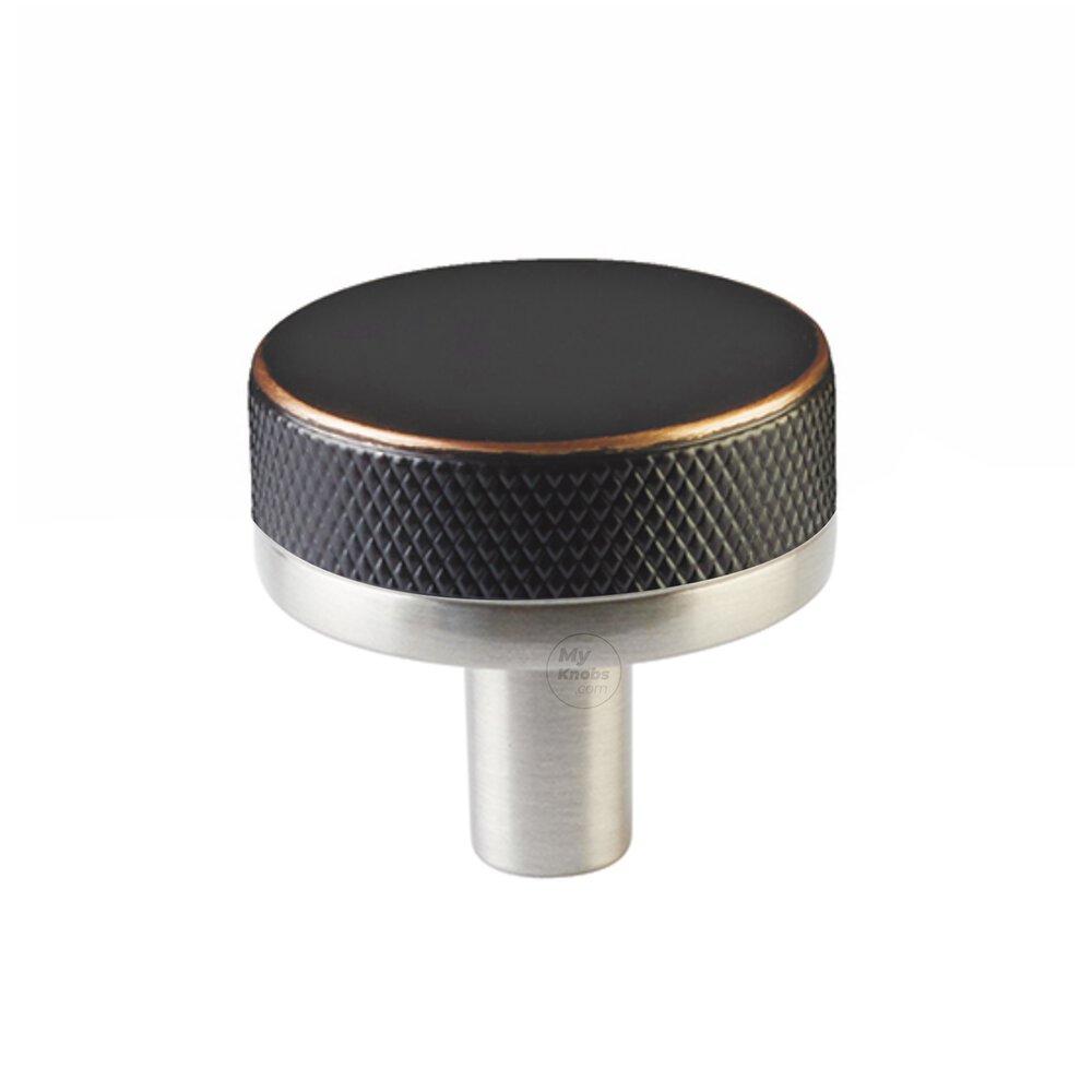 Emtek 1 1/4" Conical Stem in Satin Nickel And Knurled Knob in Oil Rubbed Bronze