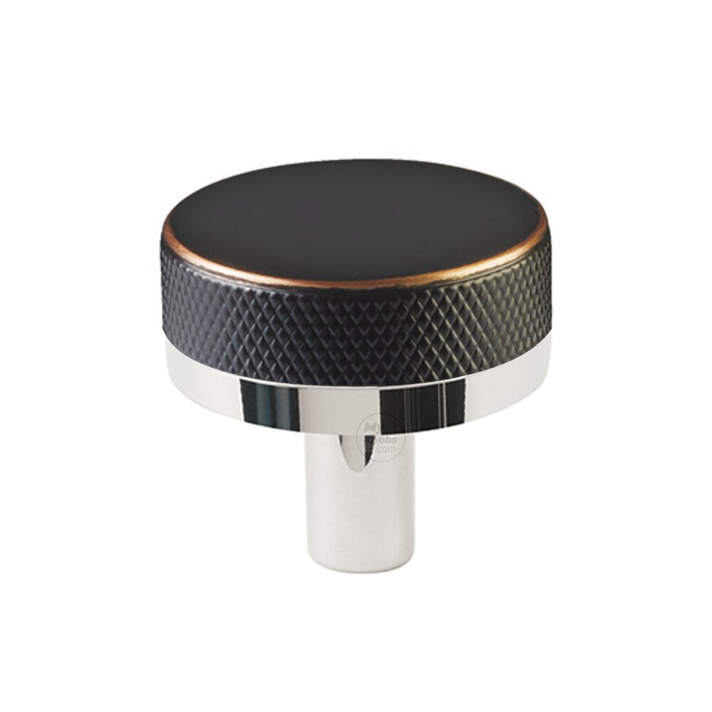 Emtek 1 1/4" Conical Stem in Polished Chrome And Knurled Knob in Oil Rubbed Bronze